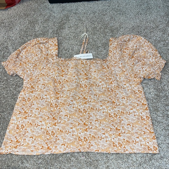 NWT Cupcakes & Cashmere Square Neck Floral Tassel Blouse Size Small Oversized - Picture 2 of 7